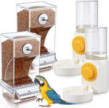 4 Pcs No Mess Small Bird Feeder Parakeet Water Dispenser Set Automatic Clear