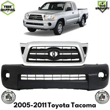 Front Bumper Cover Textured Black Plastic Fog Lights For 2005-11 Toyota Tacoma