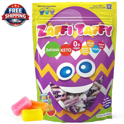 Zaffi Taffy Easter Sugar Free Candy - Dye Free, Keto & Diabetic-Friendly, Dentis