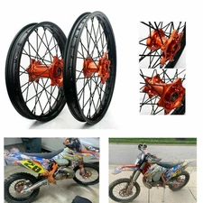 21/18 CNC Spoked Wheel Orange Hub For SX SXF MXC XC-G EXC XCW XC-F EXC-F 125-530