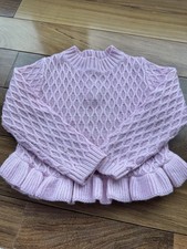 Janie And Jack Girls Size 6 Sweater Diamond Design Pink Ruffle