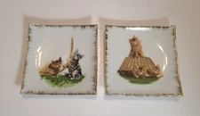 VTG Retro MCM Kitten Cat Pottery Ceramic Trinket Tray Ashtray 4"x4" Wall Hanger
