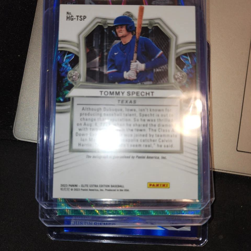 2023 PANINI EEE HIDDEN GEMS BLUE FOIL HG-TSP TOMMY SPECHT RC AUTO -TEXAS - Image 2 of 2