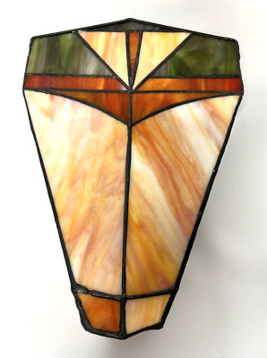 Tiffany style leaded Mission Stained indoor Wall Sconce light. 11''x8''