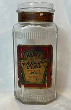 Vtg Heinz Fresh Cucumber Pickle Jar 1 Pint 12 Liquid Oz 8 Side Glass Paper Label