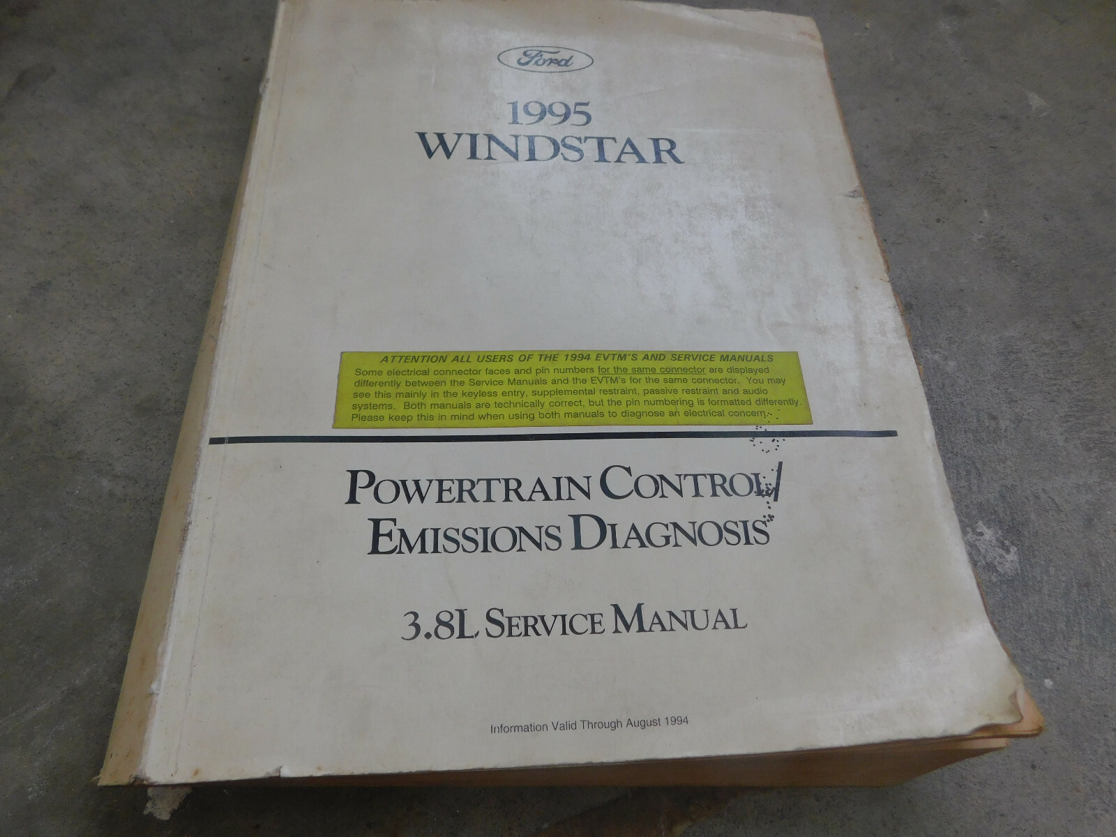 1995 FORD WINDSTAR POWERTRAIN CONTROL EMISSIONS DIAGNOSIS 3.8L SHOP ...
