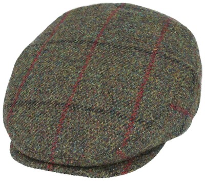 Harris Tweed Flatcap Country Schirmmütze Zeitungsjungenmütze - Grün - S, M, L, XL