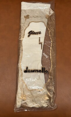 Vintage 1950s Elvette Dawnelle Off White Ivory Opera Gloves 12'' NWOT Sz 6 1/2