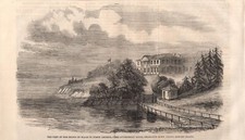 Antique CHARLOTTETOWN Prince Edward Island Panorama Print 1860 Antique Print