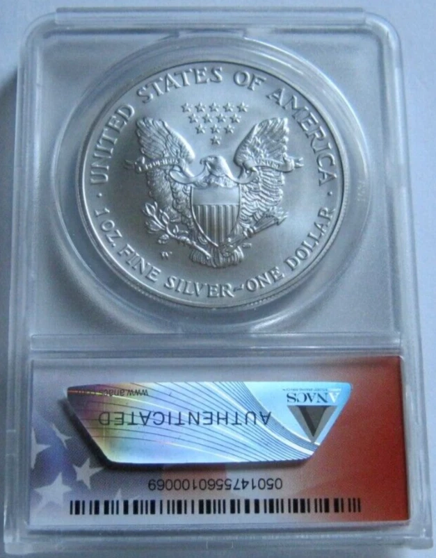 2007-W ANACS SP70 "Annual Dollar Set" BURNISHED AMERICAN SILVER EAGLE COIN - Image 2 of 2