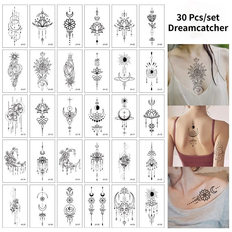 Fake Tattoo Temporary for Woman Hands Arm Body Waterproof 30pcs Set 5.7x9. 7CM