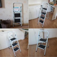 2 3 4 Step Ladder Portable Compact Folding Metal Non Slip Stool Heavy Duty Steel
