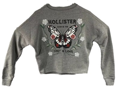 Hollister Sweatshirt Embriodered Lost In Love Butterfly Women's XS