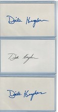 (3) DICK HUGHES INDEX CARD SIGNED 1967 WS CHAMPS CARDINALS PSA/DNA CERTIFIED