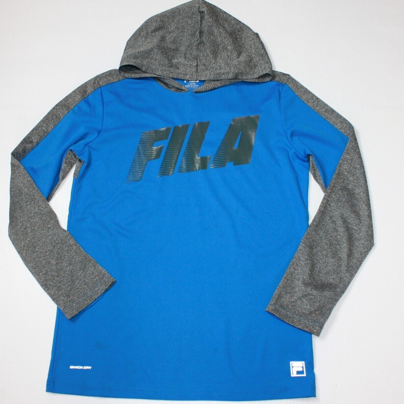 Felpa con cappuccio Fila ragazzo atletica blu e grigio taglia 14 16