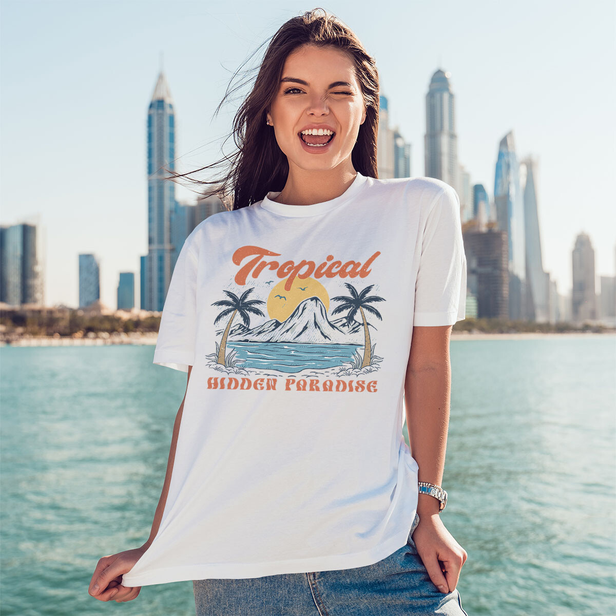 Tropical Hidden Paradise Summer Beach Graphic T-Shirt | eBay UK