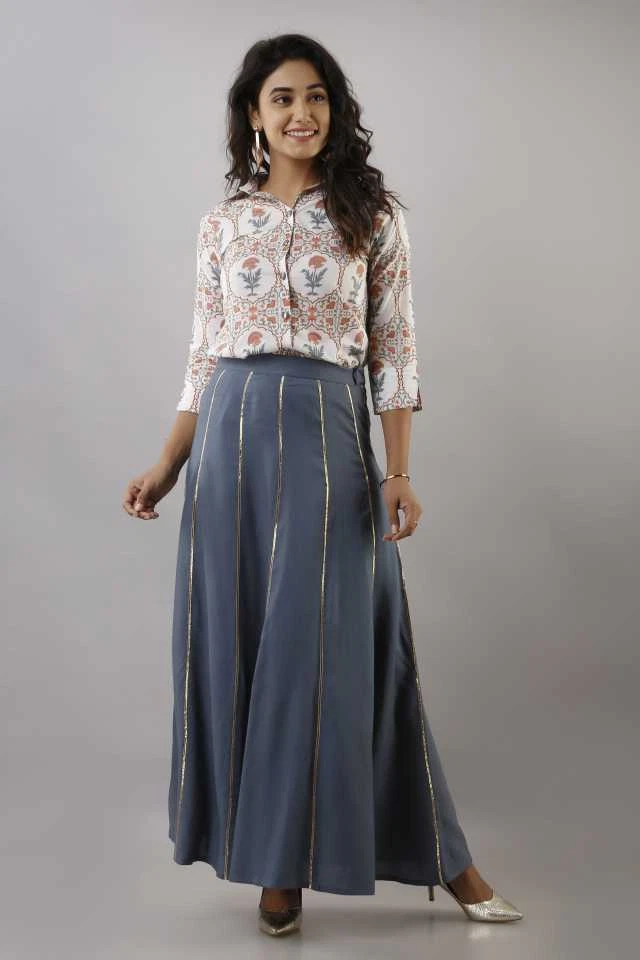Long skirt with kurti top cheap