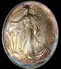 Outstanding 1995 American TONED Silver Eagle Dollar 1 oz fine silver :