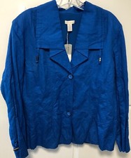 Chico's Bright Blue Jacket nwt size 3