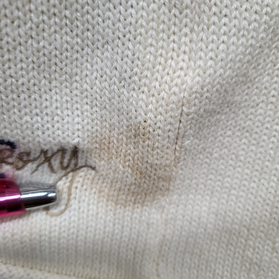 Suéter Pullover Roxy Mujer XL Crema Túnica Tejido con Cable Logotipo Con Capucha LEER Foto 3 de 4