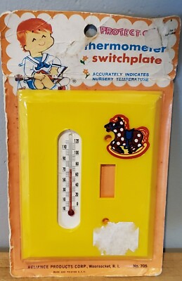 Vintage Reliance Products Nursery Thermometer Switch Plate Cover Rocking Horse