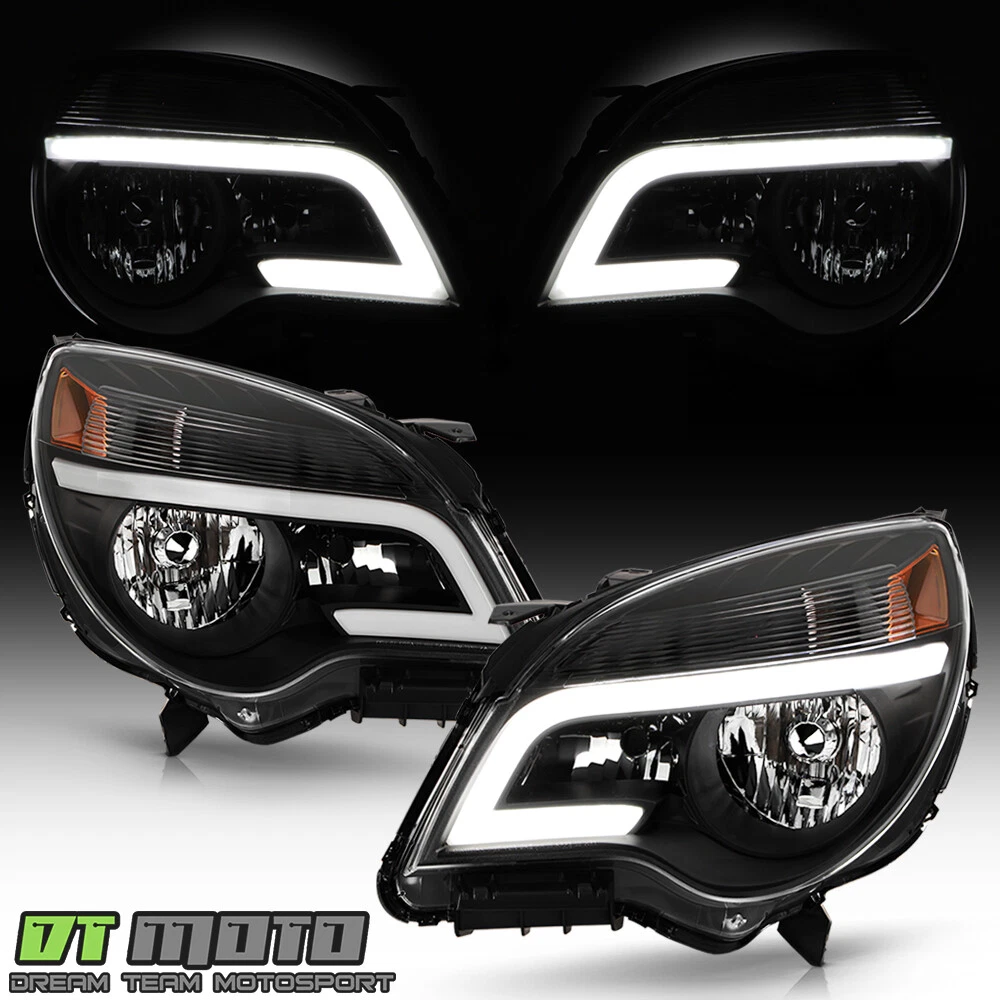 2010-2015 Chevy Equinox Black Upgrade LED Tube Headlights Headlamps  Left+Right