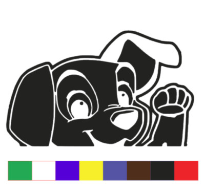 Dalmatiner Welpe Hund Gesicht und Pfote sitzender Liebhaber Aufkleber Sticker Auto, Van,