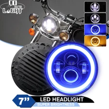 Blue DRL 7 inch Led Headlight Turn Signal Hi/Lo For  Motorcycle Davidson