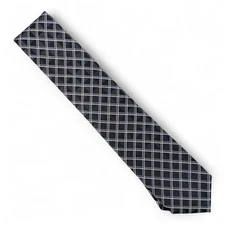 Perry Ellis Portfolio Men's Karmen Grid Tie Necktie Classic 3" Black White $55