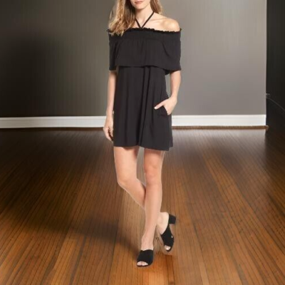 rebecca minkoff off the shoulder dress Rebecca Minkoff Women's Ghiradelle off Shoulder Dress Stretch Black Size M