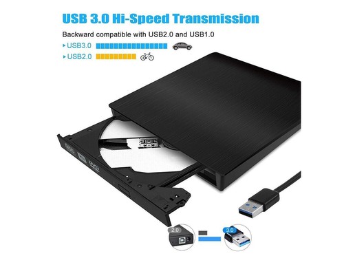 External CD DVD Drive Writer Portable USB 3.0 CD-RW DVD-R Combo Burner - Picture 3 of 7
