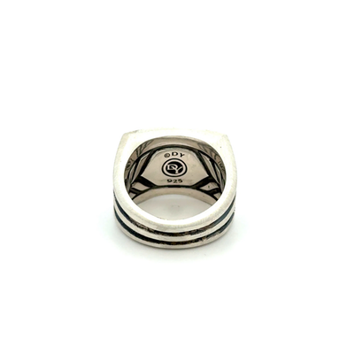 FACE RING (SV_M) 11号 (US 7) David Yurman Sterling Silver Black Diamond Signet Ring 15.2mm