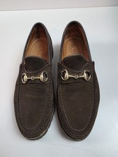 Gucci Horsebit Loafers Mens 9 D Vintage Black Suede Lug Soles Authentic
