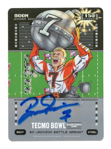 Battle Arena Tecmo Bowl `Boom` Boomer Esiason Steel Inspired Ink Battlefoil Auto