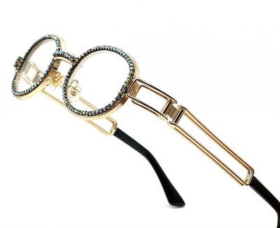 Gold Rectangle Sunglasses Fashion Frameless Square Sun Glasses Eyewear Diamond
