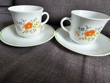 Corelle Wildflower Spring Bouquet; Coffee Tea Cup Saucer Set of 2