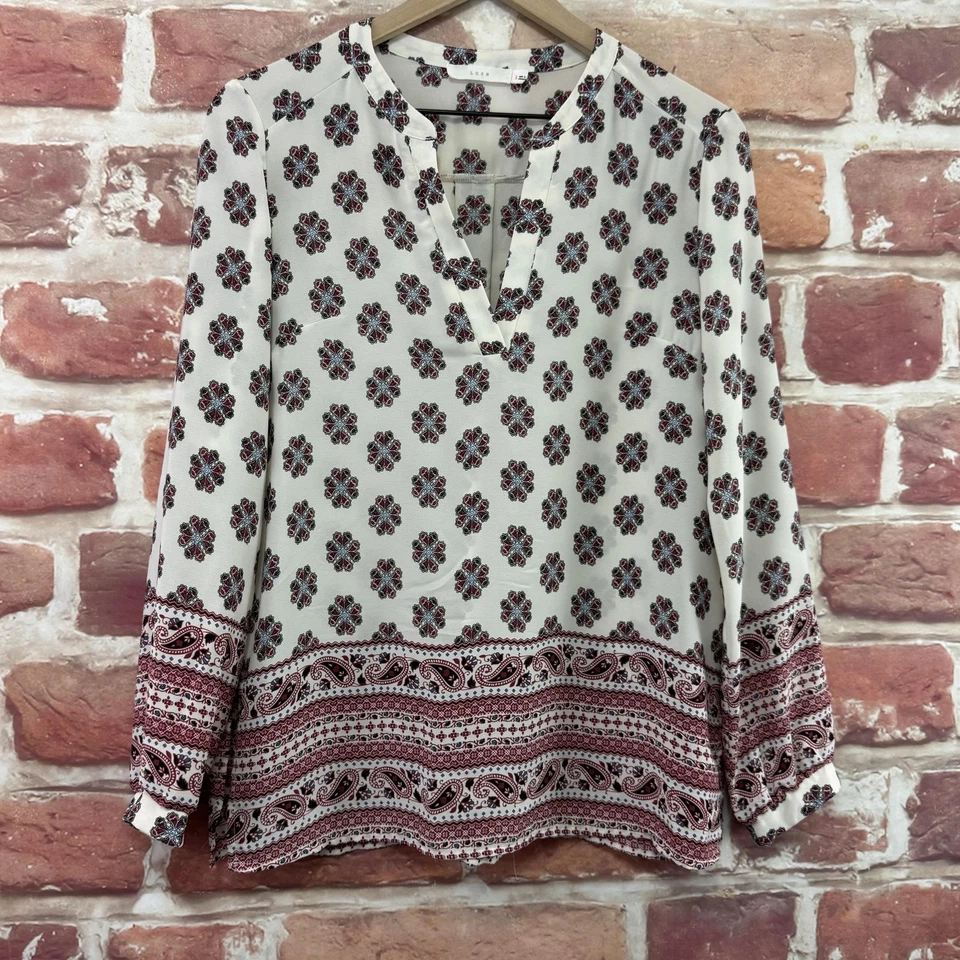 Пышный верхняя рубашка женщин маленький белый многоцветный богемное цветочный абстрактный крестьянин блузка - Изображение 2 из 4