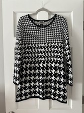 Sweaterworks Houndstooth Long Sleeve Crewneck Sweater Dress