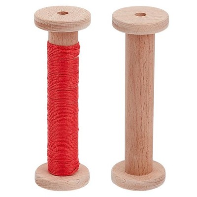 2 PCS 5-inch Natural Wood Empty Thread Spools Wooden Bobbins for Cord Wire