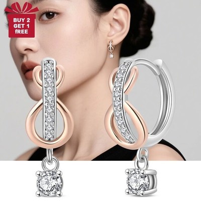 PANDACH 925 Sterling Silver Minimalist Infinity Huggie Hoop Earrings For Women