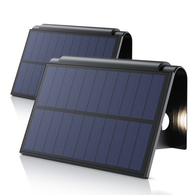 Bearware 2x Solar-Wandleuchte, Seiten- und Unterlicht, schwarz