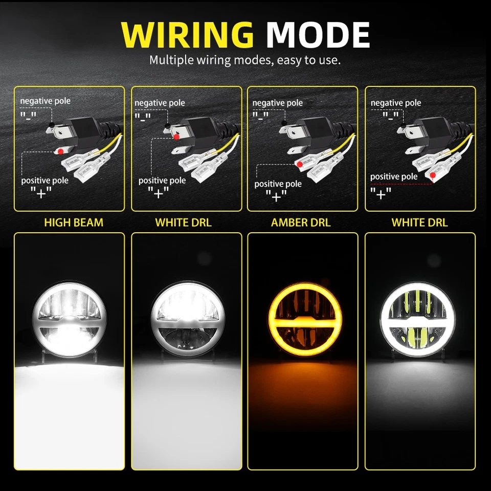 4 piezas faros LED redondos de haz alto bajo de 5,75" 5-3/4 pulgadas para Jaguar XJ XJR XJ8 Foto 3 de 4