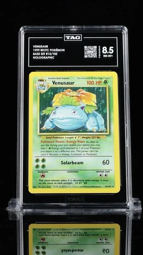 New ListingTAG 8.5 Venusaur 1999 Pokemon Base Set Unlimited Holo 15/102  NM MT+