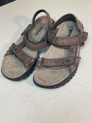 Teva Brown Leather Sandals Mens size 10 Fisherman Waterproof Beach Ocean Boat