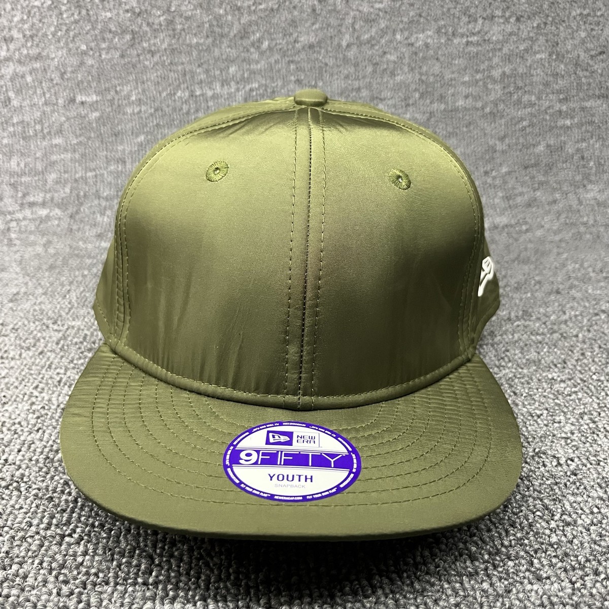 New Era 9FIFTY Youth Snapback Hat Olive Green Blank Flat Brim Cap