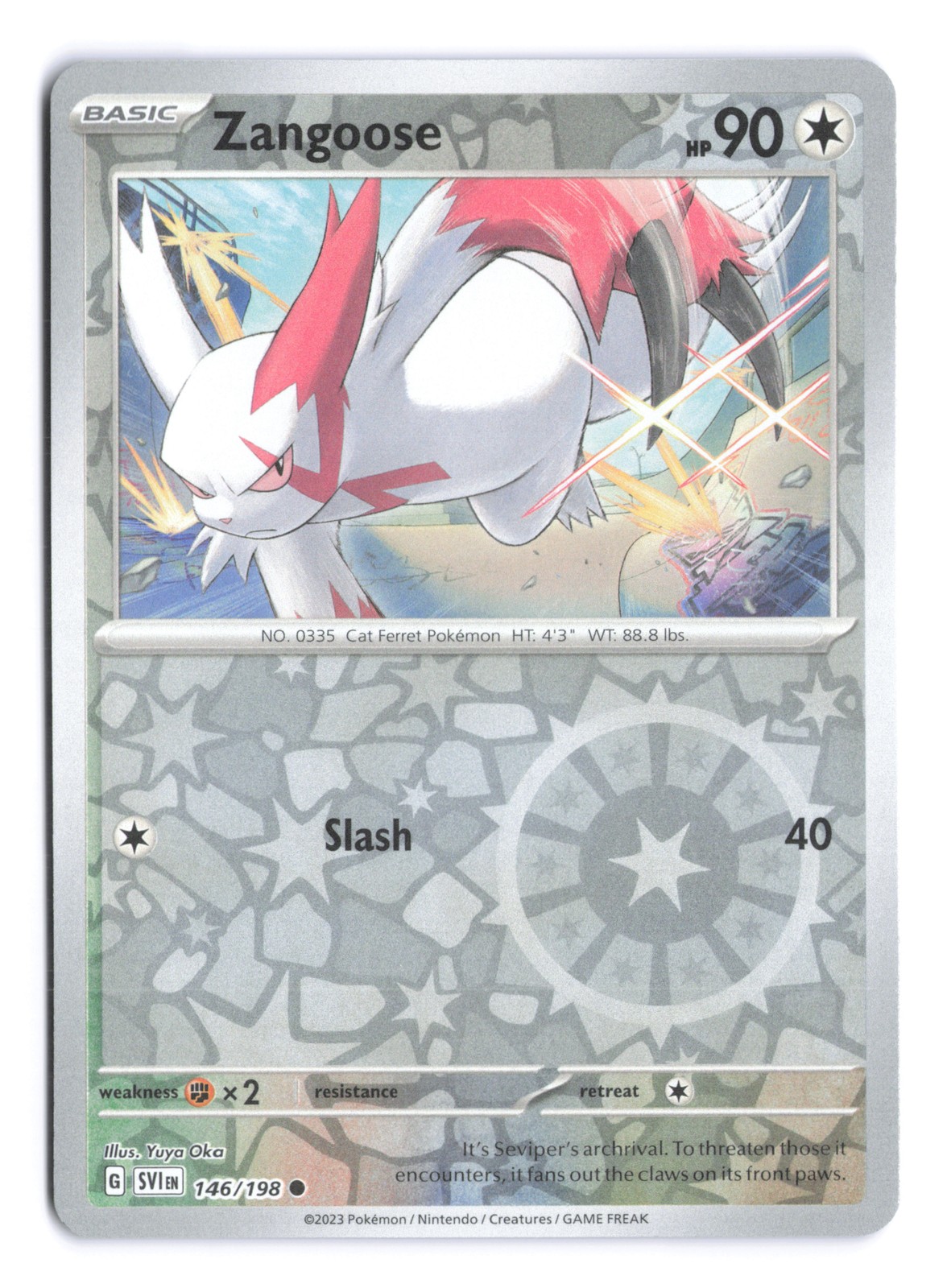 Pokemon Zangoose Scarlet & Violet Base Set 146/198 Reverse Holo NM