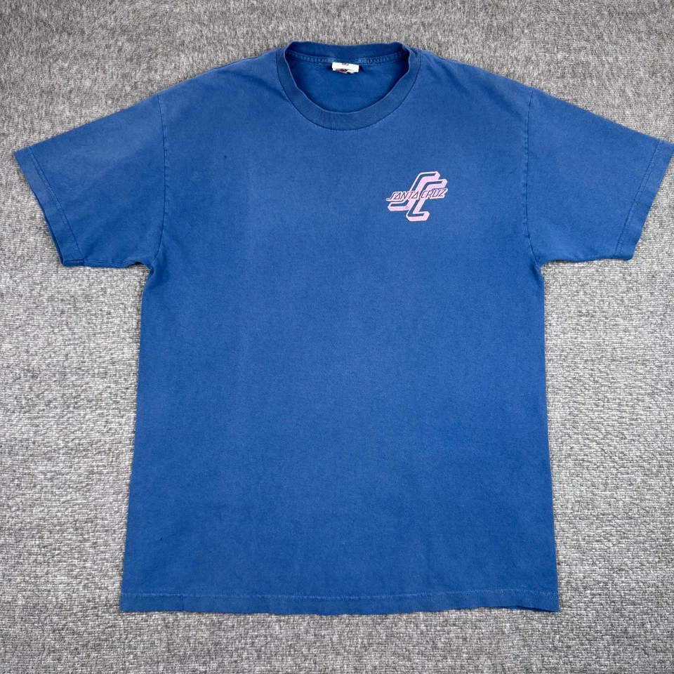 Camiseta De Colección Santa Cruz Para Hombre Grande Azul Apilado Logo Patinetas Manga Corta Foto 2 de 4