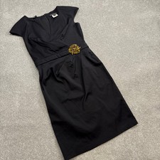 Tadashi Shoji Faux Wrap Cap Sleeve Cocktail Sheath Dress Gem Black 6P Petite