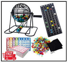 Yuanhe Deluxe Bingo Game Set - Metal Round Cage, 75 Colored Bingo Balls, 100 500