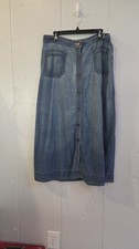 Vintage CHAPS Denim Midi Full Button Skirt 90s Y2k Size 14 Western Cowgirl